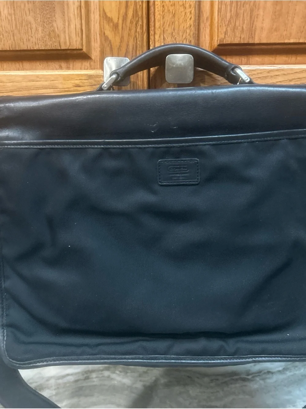 COACH BLACK LEATHER/NYLON BRIEFCASE/MESSENGER BAG Laptop Work Vintage Y2K unisex